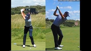 Justin Thomas golf swing  Long Iron faceon amp downtheline July 2017 [upl. by Martinic378]