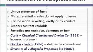 Misrepresentation Lecture 1 of 4 [upl. by Assened]